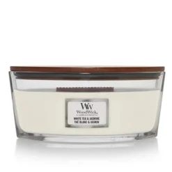 Woodwick Geurkaars White Tea-jasmine Ellipse