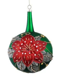 Bal Glas Groen Poinsettia