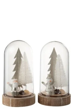 Stolp Kerst+led Hout Zilver/wit Large Assortiment Van 2