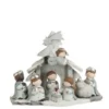 Kerststal Hout/poly Grijs Medium